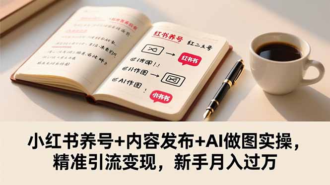 小红书养号+内容发布+AI做图实操，精准引流变现，新手月入过万-摇钱树