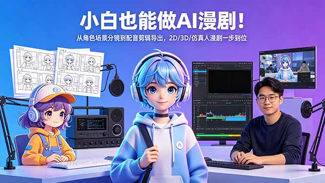 小白也能做AI漫剧！从角色场景分镜到配音剪辑导出，2D/3D/仿真人漫剧一步到位-项目汇