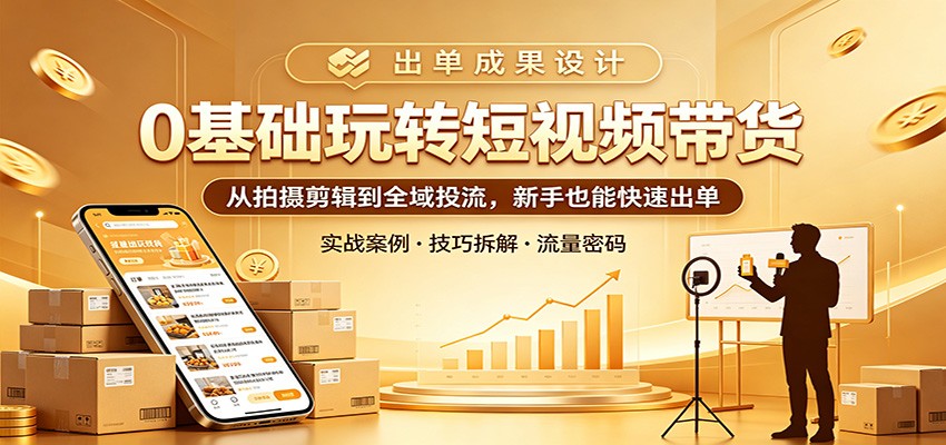 0基础玩转短视频带货：从拍摄剪辑到全域投流，新手也能快速出单-项目汇