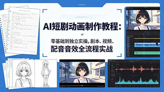 AI短剧动画制作教程：零基础到独立实操，剧本、视频、配音音效全流程实战-项目汇