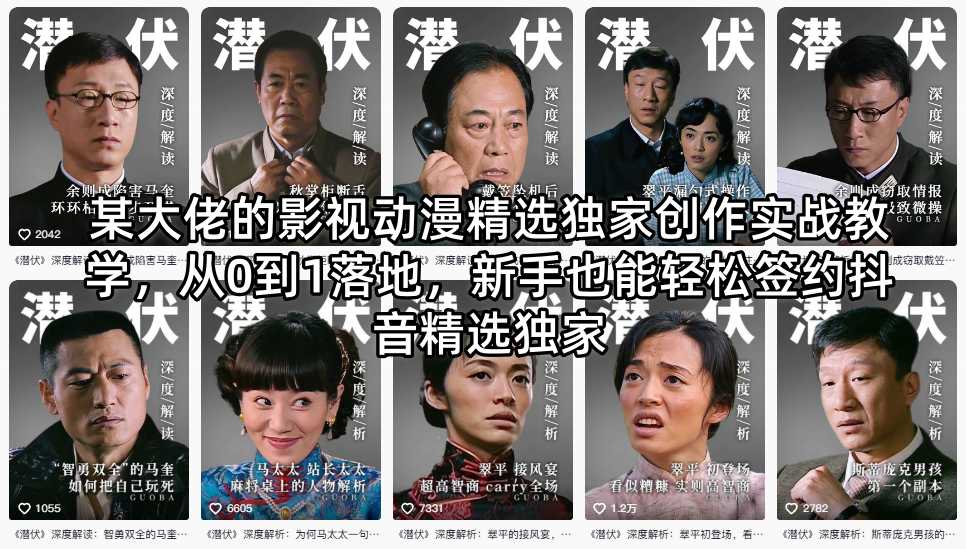 某大佬的影视动漫精选独家创作实战教学，从0到1落地，新手也能轻松签约抖音精选独家-项目汇