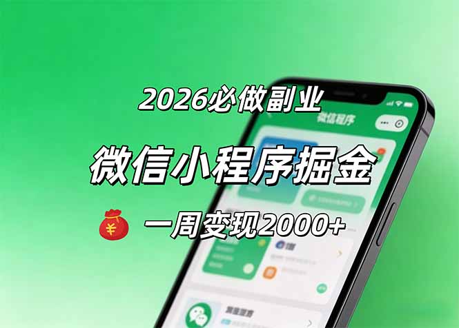2026微信小程序掘金，简单好上手，一周变现2000+-项目汇