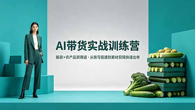 AI带货实战训练营，服装+农产品双赛道，从账号搭建到素材剪辑快速出单-项目汇