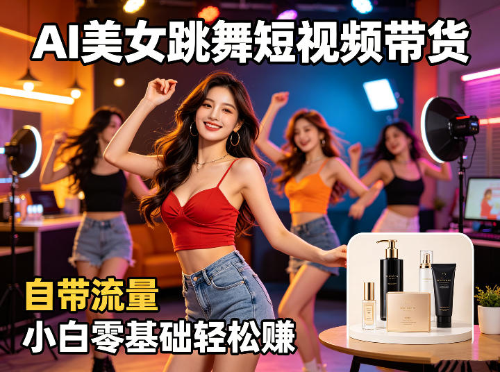 AI美女跳舞短视频带货：自带流量，小白零基础轻松賺，详细拆解-项目汇