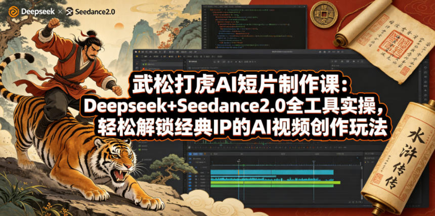 武松打虎AI短片制作课：Deepseek+Seedance2.0全工具实操，轻松解锁经典IP的AI视频创作玩法-项目汇