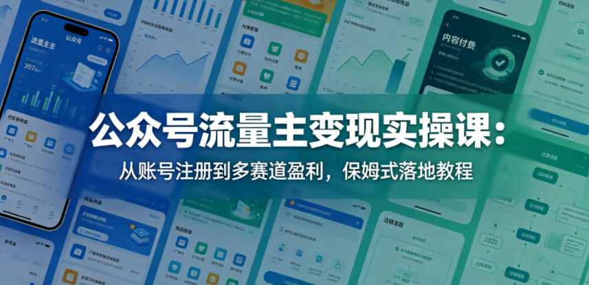 公众号流量主变现实操课：从账号注册到多赛道盈利，保姆式落地教程-项目汇