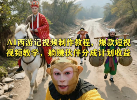 AI西游记视频制作教程，爆款短视频教学，躺賺伙伴分成计划收益-项目汇