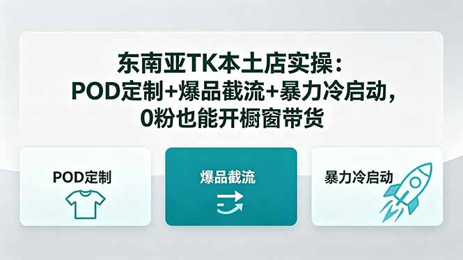 东南亚TK本土店实操：POD定制+爆品截流+暴力冷启动，0粉也能开橱窗带货-项目汇