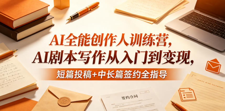AI全能创作人训练营，AI剧本写作从入门到变现，短篇投稿+中长篇签约全指导-项目汇