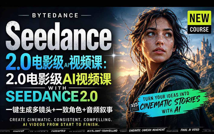 字节跳动的Seedance 2.0 AI电影视频生成制作教程，一键生成多镜头+一致角色+音频叙事-中英字幕-项目汇