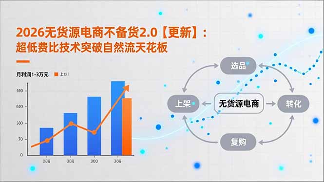 2026无货源电商不备货2.0【更新-5月】：超低费比技术突破自然流天花板，单店月利润1-3万元-项目汇