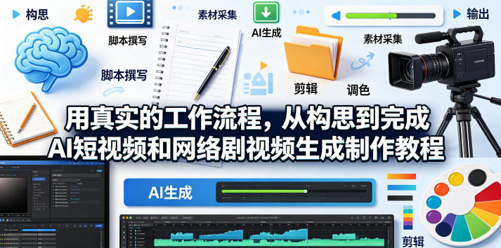 用真实的工作流程，从构思到完成AI短视频和网络剧视频生成制作教程-中英字幕-项目汇