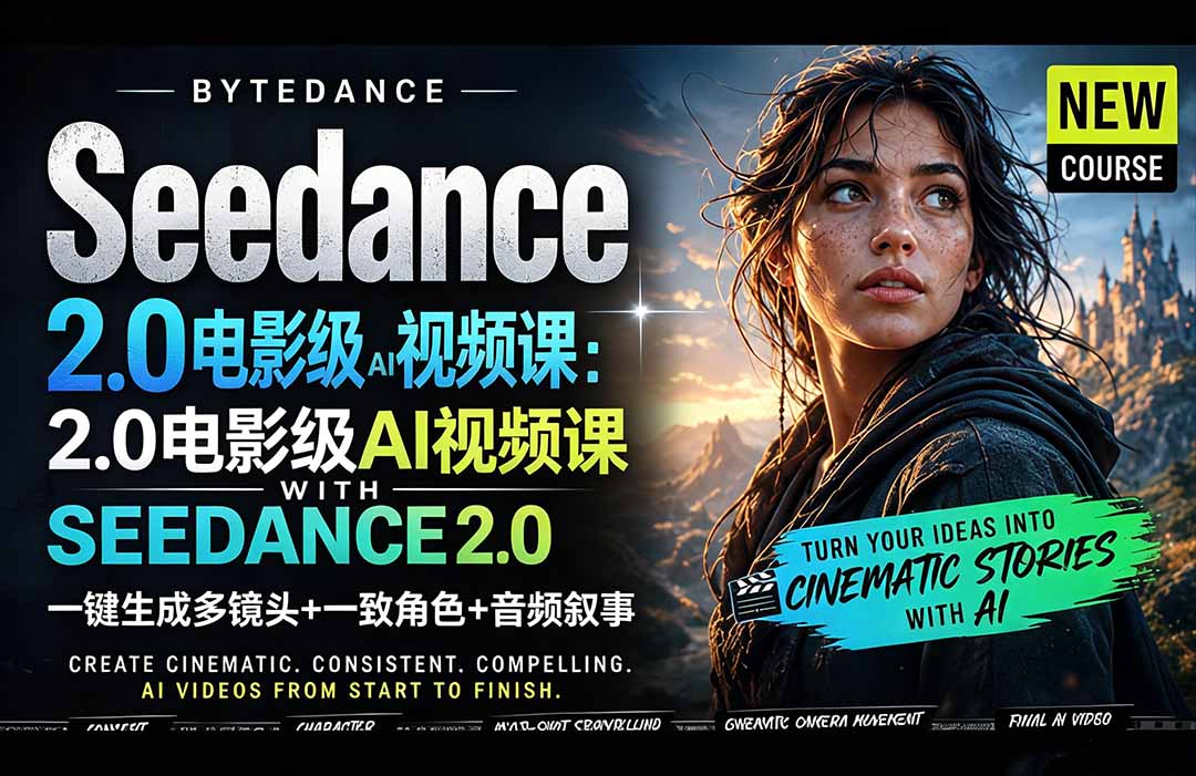 Seedance 2.0电影级AI视频课：一键生成多镜头+一致角色+音频叙事-项目汇