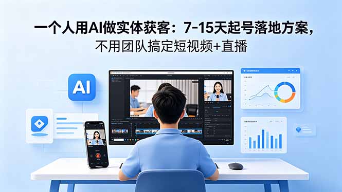 一个人用AI做实体获客：7-15天起号落地方案，不用团队搞定短视频+直播-项目汇