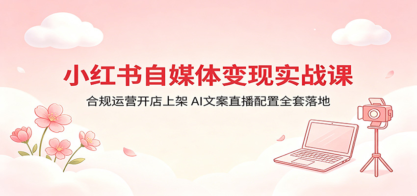 小红书自媒体变现实战课：合规运营开店上架，AI文案直播配置全套落地-项目汇