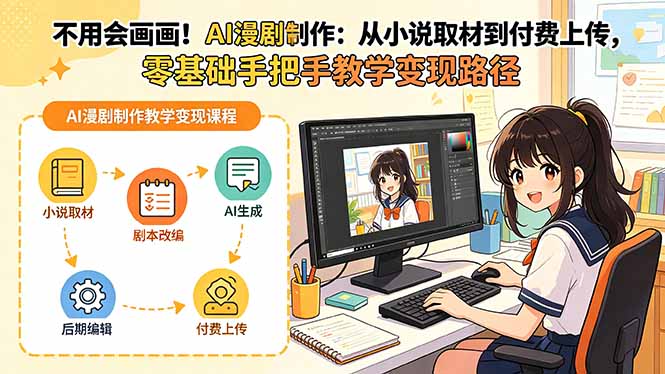 不用会画画！AI漫剧制作：从小说取材到付费上传，零基础手把手教学变现路径-项目汇