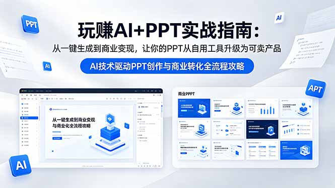 玩赚AI+PPT实战指南-更新5月13：从一键生成到商业变现，让你的PPT从自用工具升级为可卖产品-项目汇
