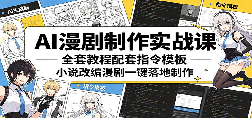 AI漫剧制作实战课：全套教程配套指令模板，小说改编漫剧一键落地制作-项目汇