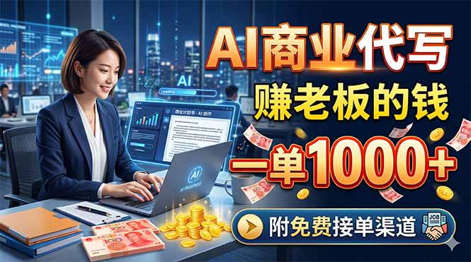 AI商业代写,赚老板的钱,一单1000+,附免费接单渠道-项目汇