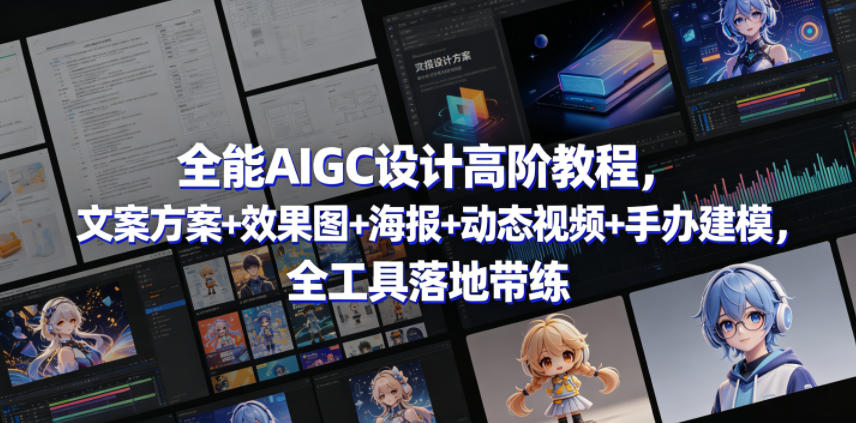 全能AIGC设计高阶教程，文案方案+效果图+海报+动态视频+手办建模，全工具落地带练-项目汇