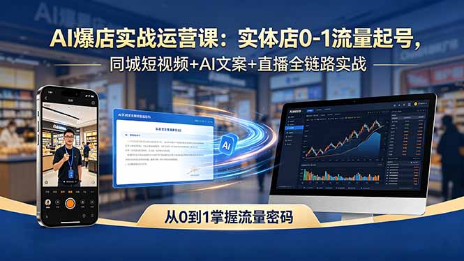 AI爆店实战运营课：实体店0-1流量起号，同城短视频+AI文案+直播全链路实战-项目汇