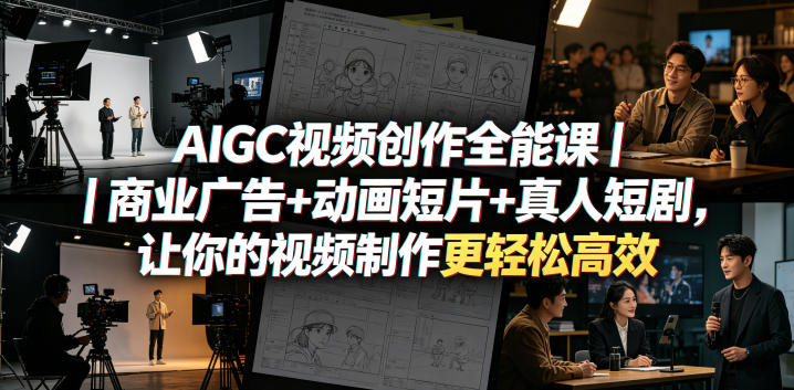 AIGC视频创作全能课｜商业广告+动画短片+真人短剧，让你的视频制作更轻松高效-项目汇