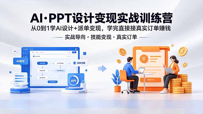 AI·PPT设计变现实战训练营，从0到1学AI设计+派单变现，学完直接接真实订单赚钱-项目汇