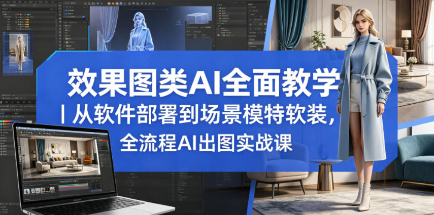 效果图类AI全面教学|从软件部署到场景模特软装,全流程AI出图实战课-项目汇