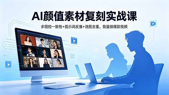 AI颜值素材复刻实战课，多图控一致性+提示词反推+洗图去重，批量做爆款视频-项目汇