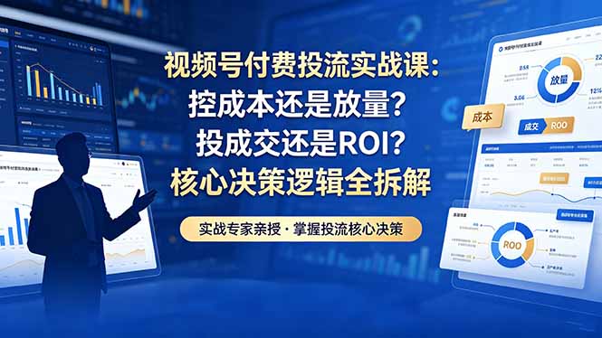 视频号付费投流实战课-5月：控成本还是放量？投成交还是ROI？核心决策逻辑全拆解-项目汇
