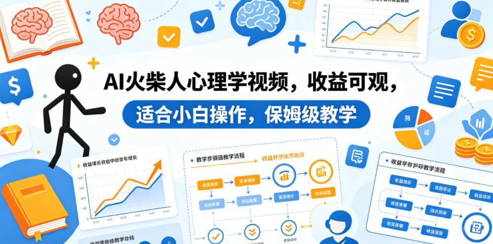 AI火柴人心理学视频，收益可观，适合小白操作，保姆级教学-项目汇
