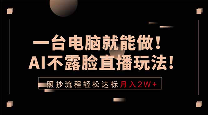 一台电脑就能做！AI不露脸直播玩法，照抄流程轻松达标月入2W+-项目汇