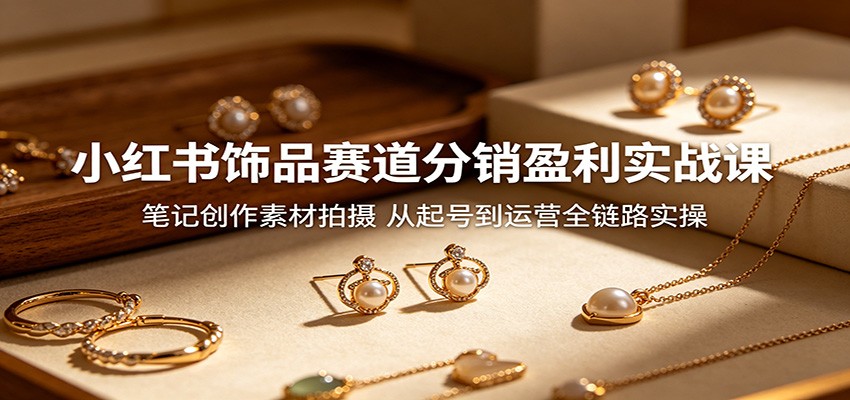 小红书饰品赛道分销盈利实战课：笔记创作素材拍摄，从起号到运营全链路实操-项目汇
