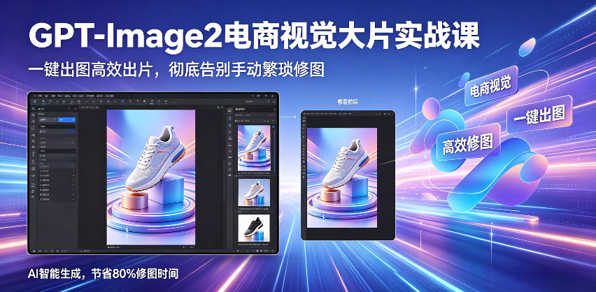 GPT-Image2电商视觉大片实战课，一键出图高效出片，彻底告别手动繁琐修图-项目汇