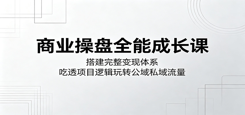 商业操盘全能成长课：搭建完整变现体系，吃透项目逻辑玩转公域私域流量-项目汇