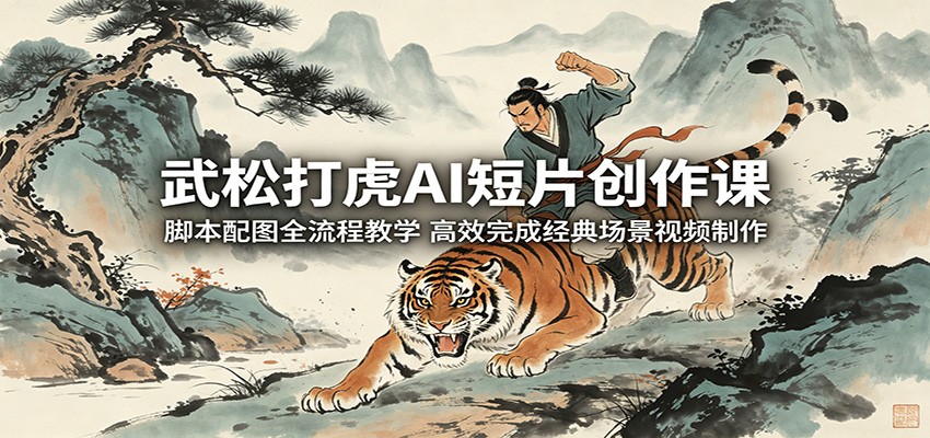 武松打虎AI短片创作课：脚本配图全流程教学，高效完成经典场景视频制作-项目汇
