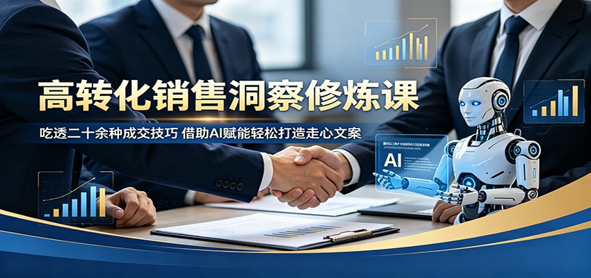 高转化销售洞察修炼课：吃透二十余种成交技巧，借助AI赋能轻松打造走心文案-项目汇