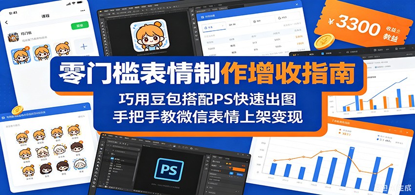 零门槛表情制作增收指南：巧用豆包搭配 PS 快速出图，手把手教微信表情上架变现-项目汇