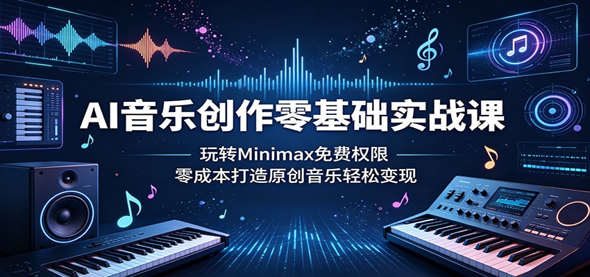 AI音乐创作零基础实战课：玩转Minimax免费权限，零成本打造原创音乐轻松变现-项目汇