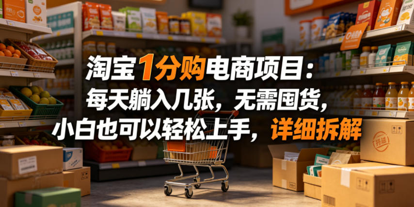 淘宝1分购电商项目：每天躺入几张，无需囤货，小白也可以轻松上手，详细拆解-项目汇