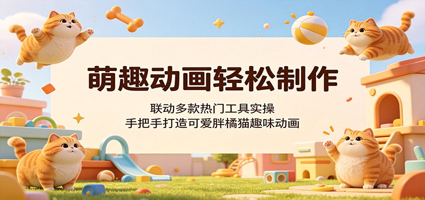 萌趣动画轻松制作，联动多款热门工具实操，手把手打造可爱胖橘猫趣味动画-项目汇