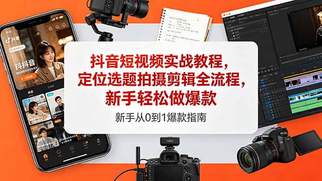 抖音短视频实战教程，定位选题拍摄剪辑全流程，新手轻松做爆款-项目汇