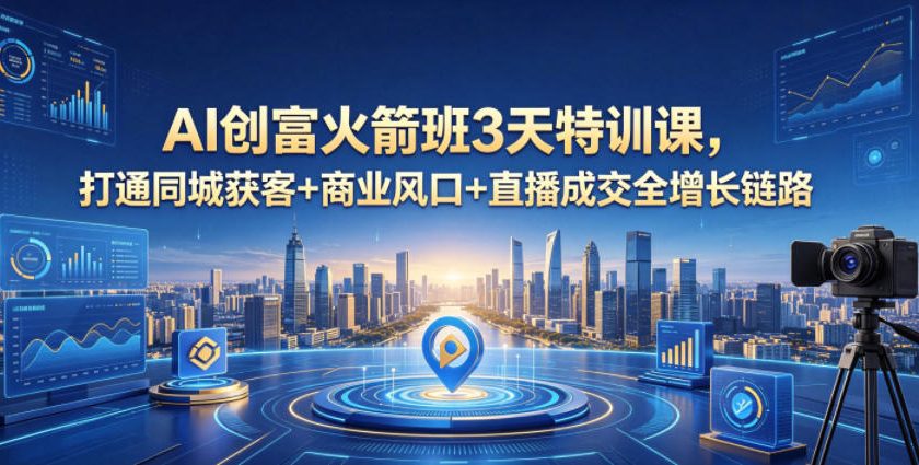 AI创富火箭班3天特训课,打通同城获客+商业风口+直播成交全增长链路,2026年4月新课-项目汇
