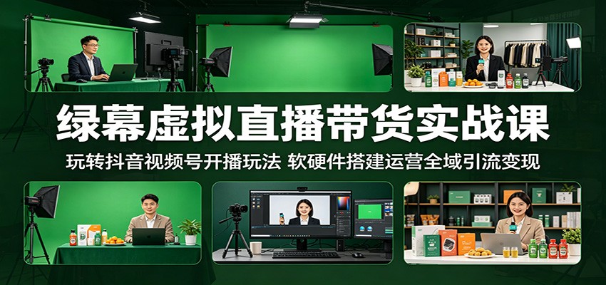 绿幕虚拟直播带货实战课:玩转抖音视频号开播玩法,软硬件搭建运营全域引流变现-项目汇