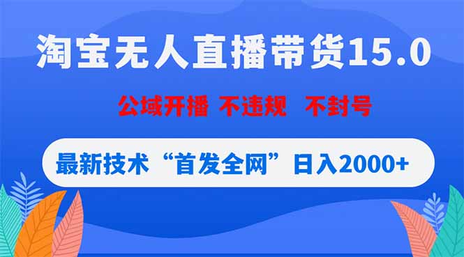 淘宝无人直播带货15.0，不封号，不违规，公域玩法，首发全网日入2000+-项目汇