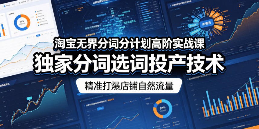 淘宝无界分词分计划高阶实战课，独家分词选词投产技术，精准打爆店铺自然流量-项目汇