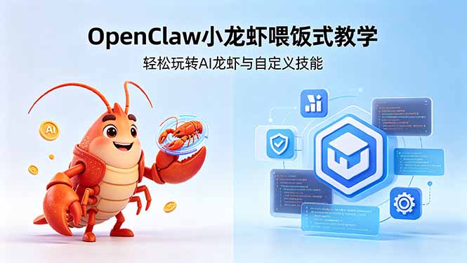 不用懂技术！OpenClaw小龙虾喂饭式教学，轻松玩转AI龙虾与自定义技能 (5月22更新-项目汇