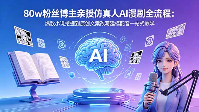 80w粉丝博主亲授仿真人AI漫剧全流程：爆款小说挖掘到原创文案改写建模配音一站式教学-项目汇