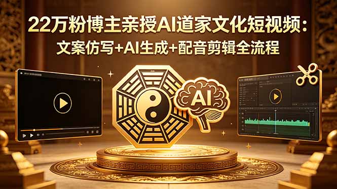 22万粉博主亲授AI道家文化短视频:文案仿写+AI生成+配音剪辑全流程-项目汇