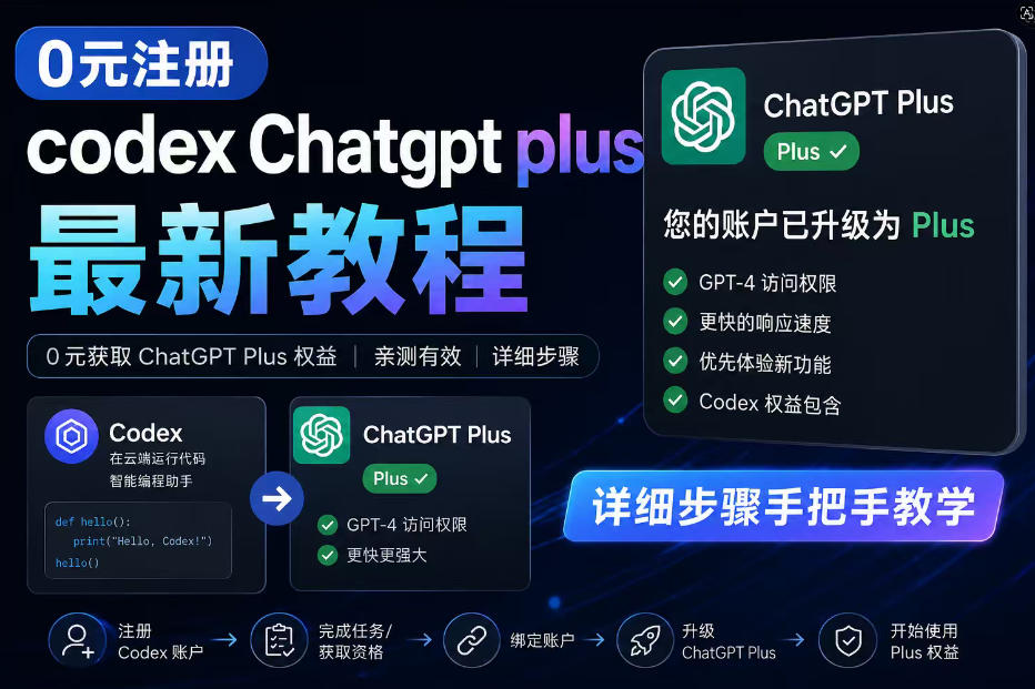 0元全自动注册codex gpt plus最新教程,0元获取GPT Plus权益,手把手详细教学-项目汇